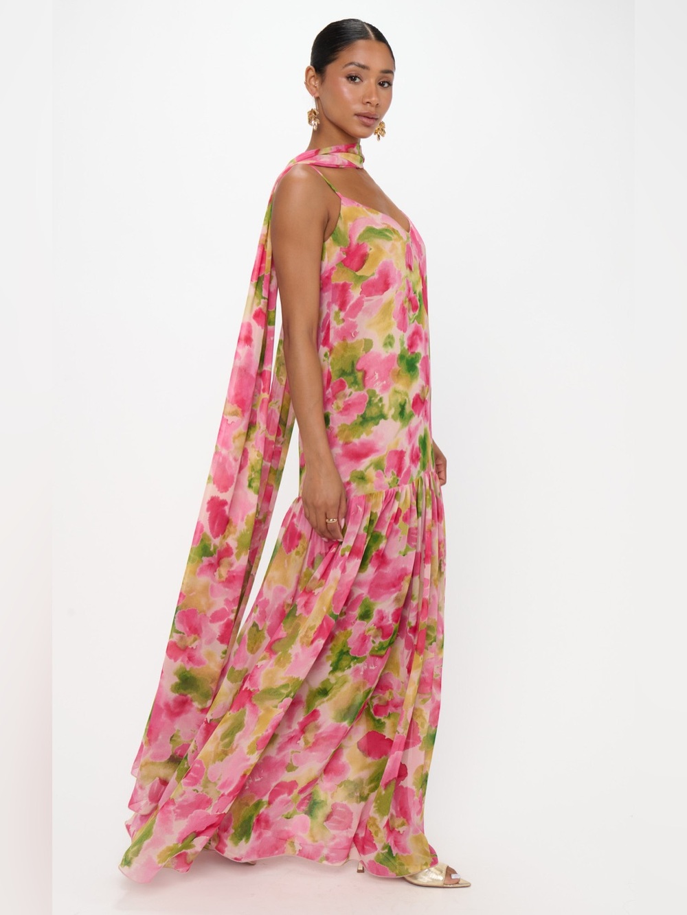 Show Me Your Mumu Dalia Maxi Dress size Small S watercolor floral